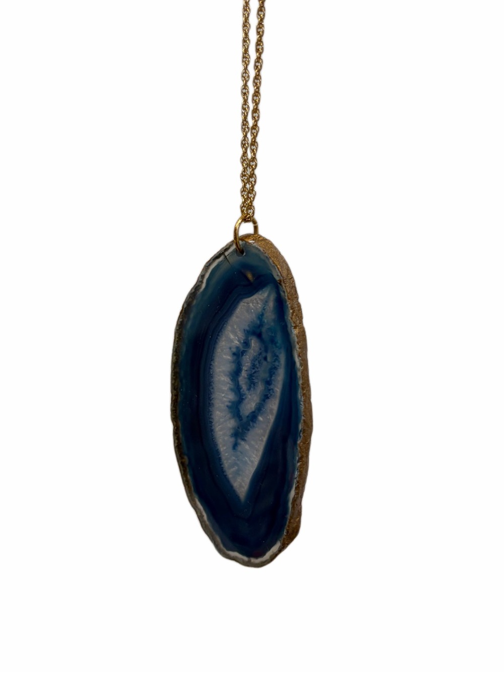 NWOT Large Blue Geode Slice Necklace